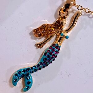 Mermaid necklace pendant with crystals